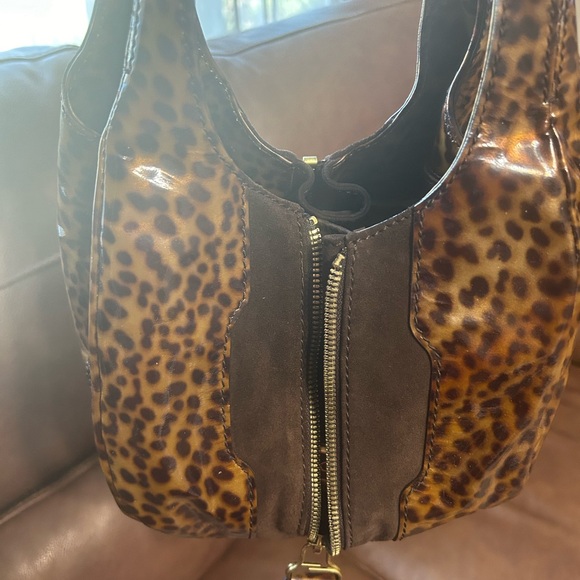 Jimmy Choo Patent Leather and Suede Cheetah print handbag - Picture 2 of 16